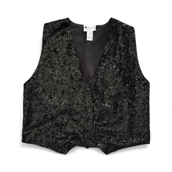 ANA MORI Jackets & Blazers - Vintage‎ Ana Mori Black Sequin Vest - All Size